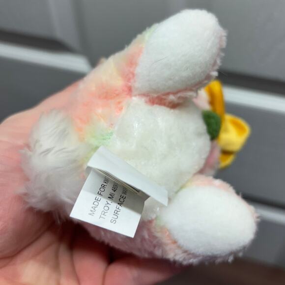 Easter Jubilee Bunny Rabbit Plush Pastel Multicolor With Flower Bouquet 6" NWT - Picture 6 of 7